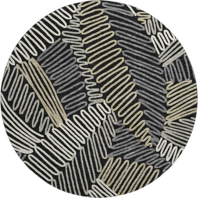 Premium Machine Washable Prisco Black Rug
