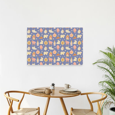 «Christmaspatternno42 Playful Retro Traditional Bear Winter Landscape», reproduction d'art mural
