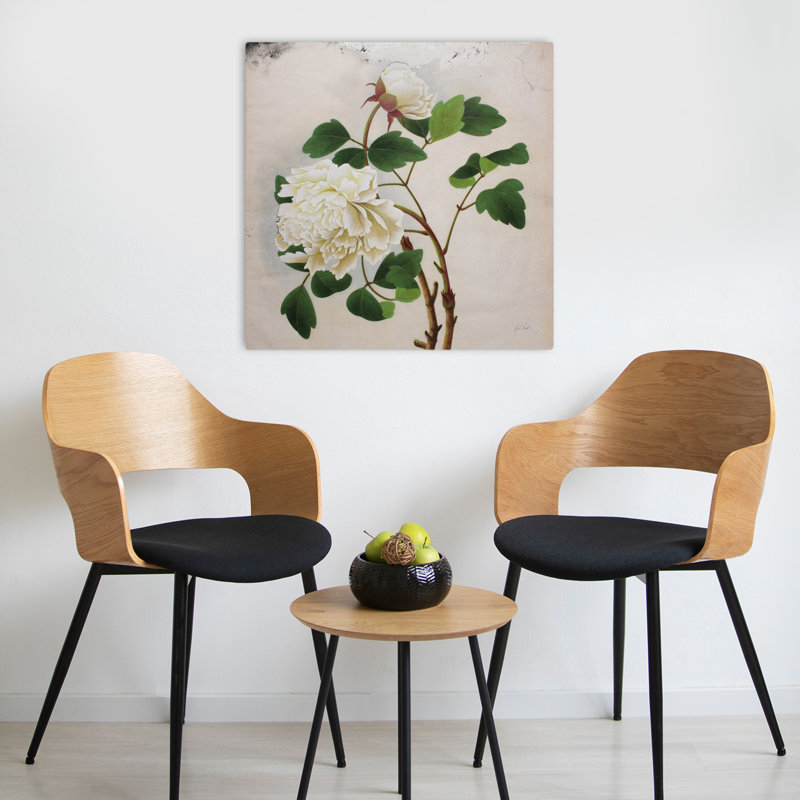 Art floral contemporain pivoine blanche, H 24 po x l 24 po