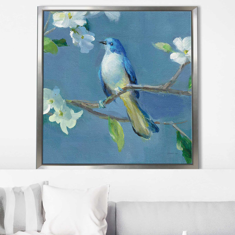 Le printemps dans le quartier III - peinture, Cadre flottant argent, H 21,5 po x l 21,5 po x P 2 po