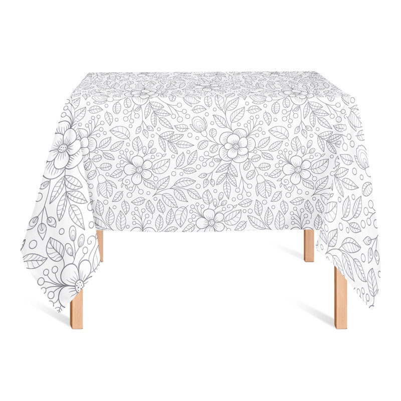 Square Floral Polyester Tablecloth, Dark Gray, 58" L x 58" W