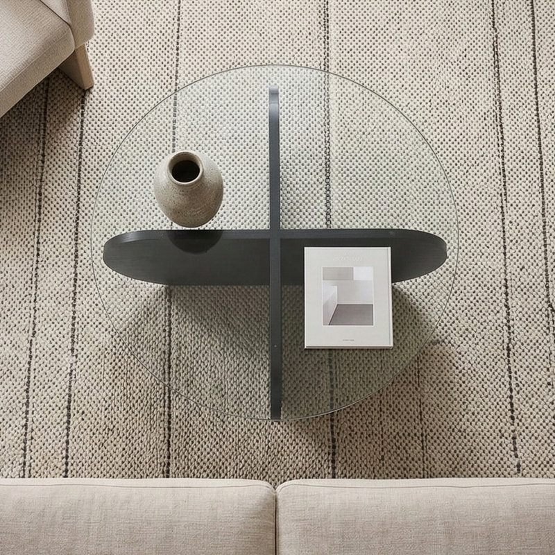 Table basse Arlo, Transparent, Bois noir