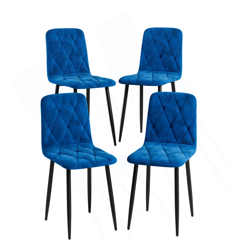 Ensemble de 4 chaises de salle à manger modernes en velours avec des pieds en métal robustes et une conception ergonomique