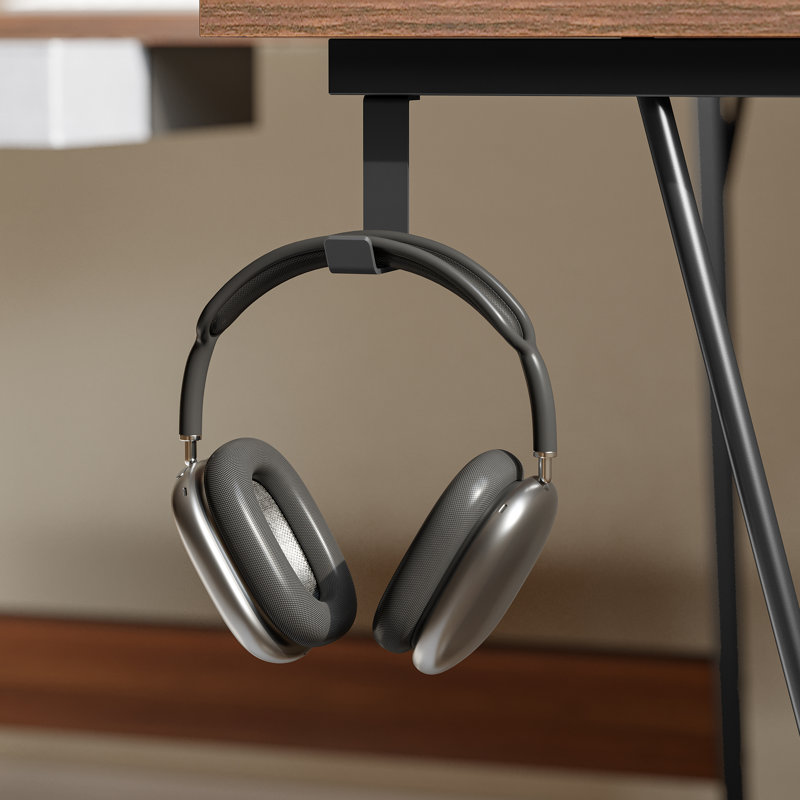 Eliut L-Shaped Metal Base Computer Desk, Espresso
