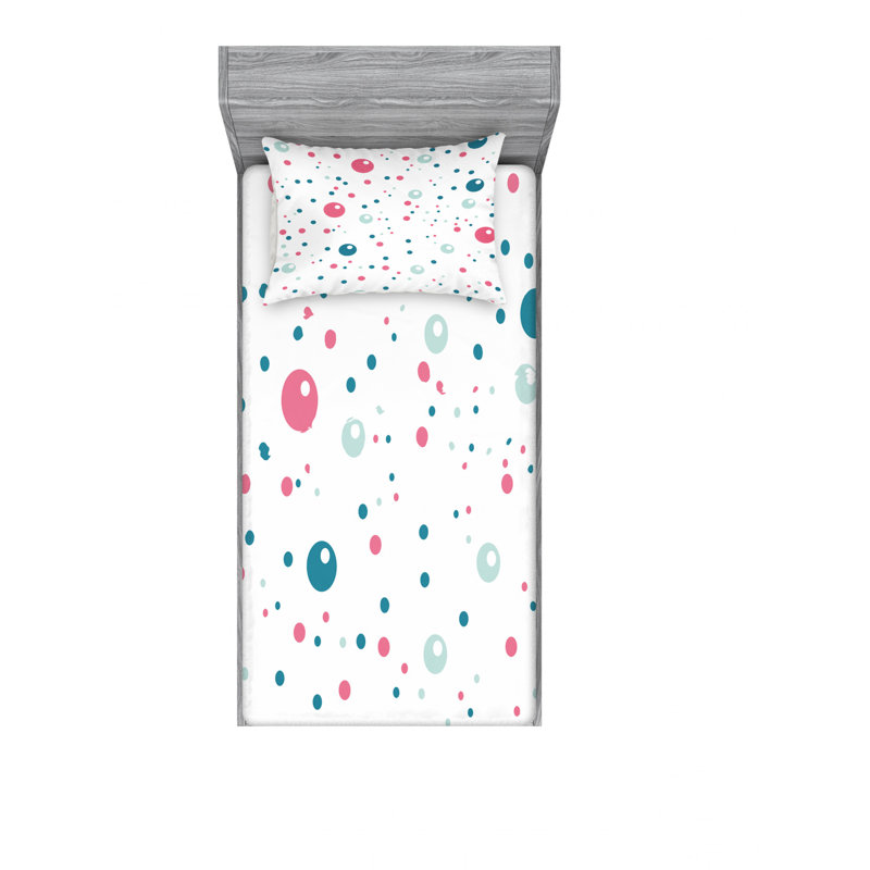 Twin XL White Microfiber Polka Dot Sheet Set