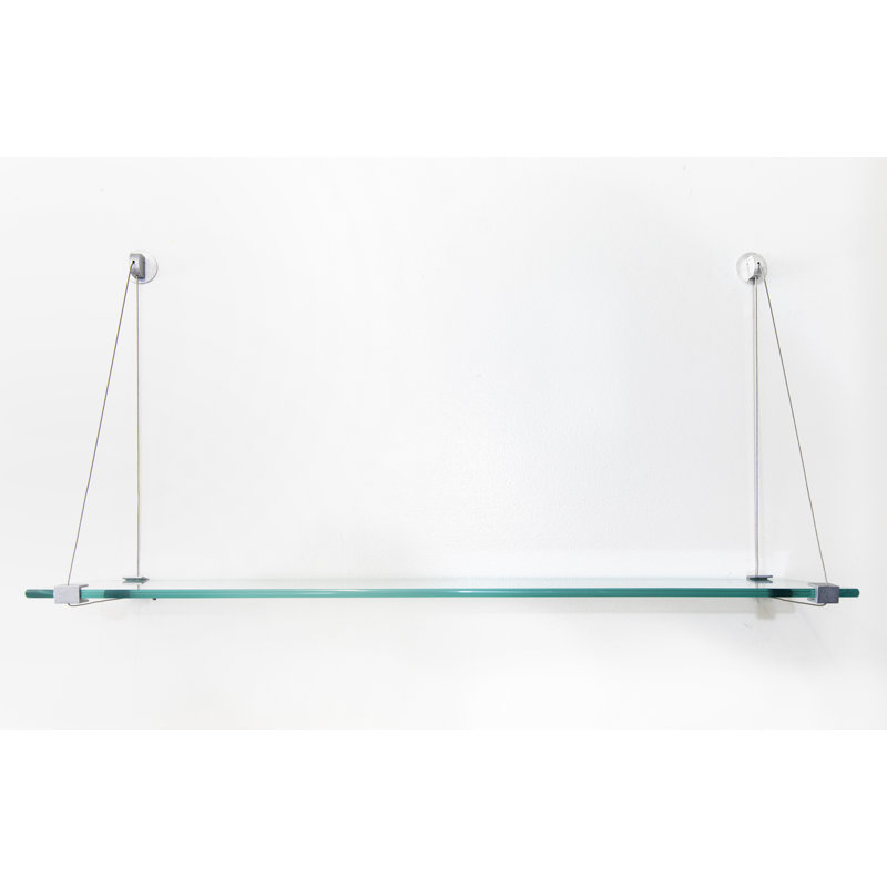 Tablette murale en verre trempé Earlham, H 18 po x l 36 po x P 6,5 po, Chrome