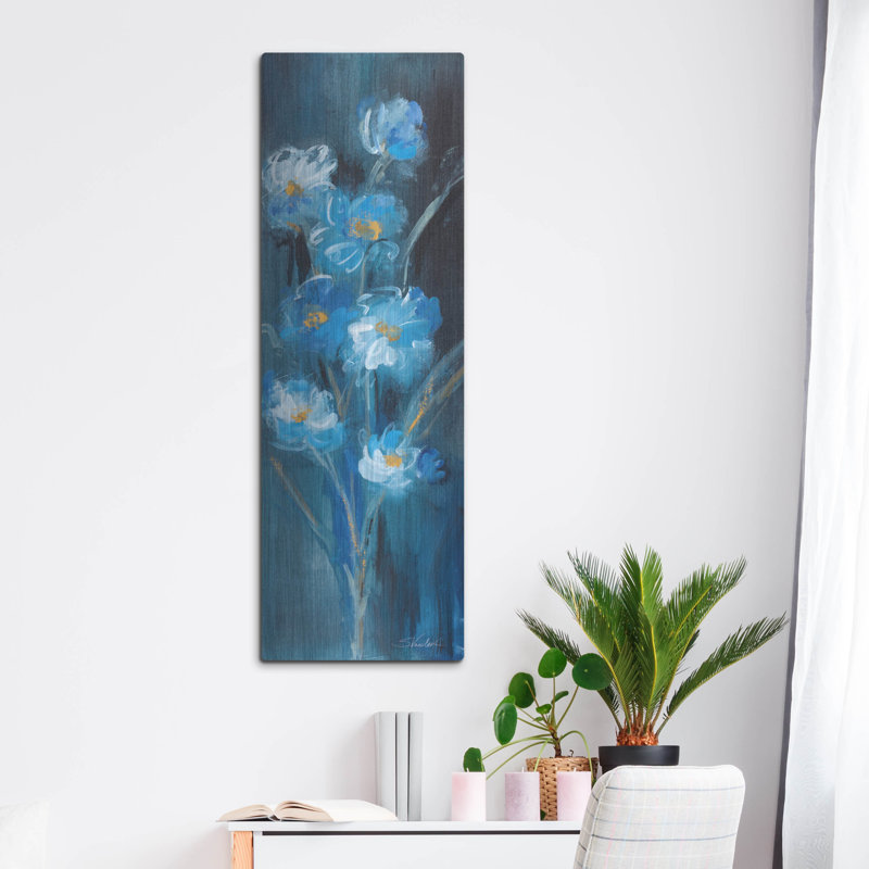  «Evening White Floral 2» par Silvia Vassileva, art mural en métal, 16 po x 48 po, H 48 po x l 16 po