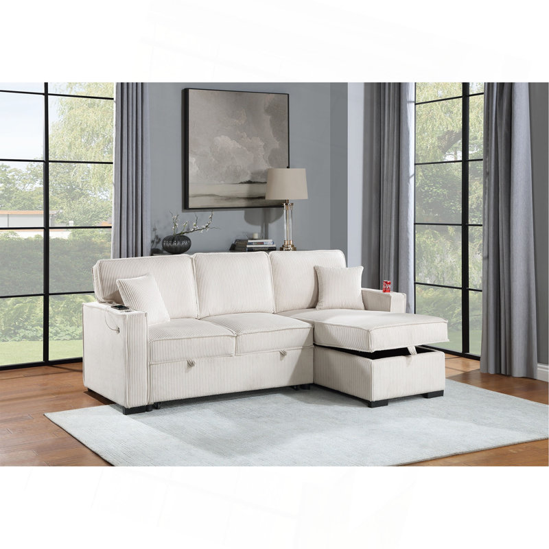 Ensemble de canapé convertible modulaire en velours côtelé réversible avec rangement pour canapé et canapé-lit 2 pièces