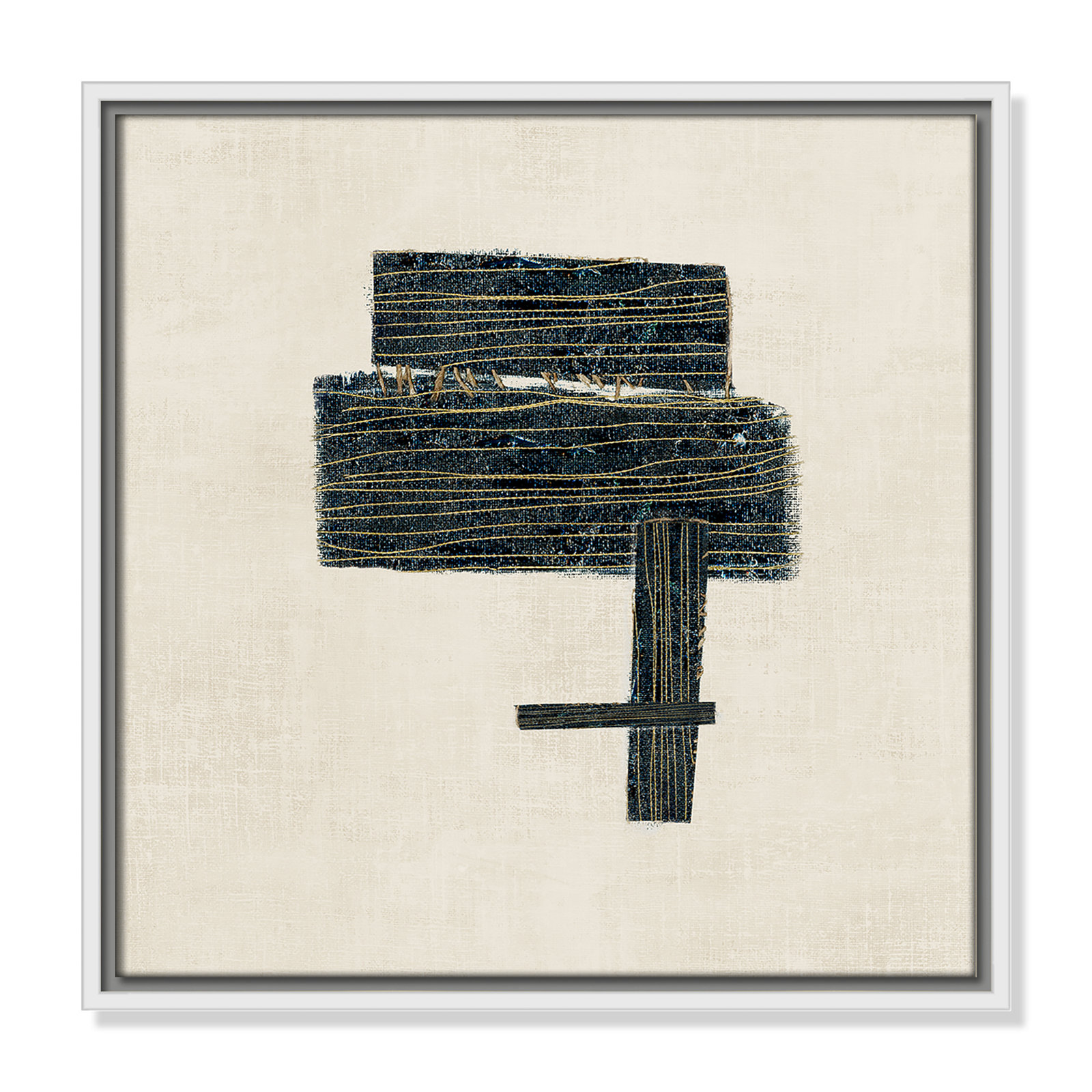 Copeland "Stitched I" Print, 17.5" H x 17.5" W, White