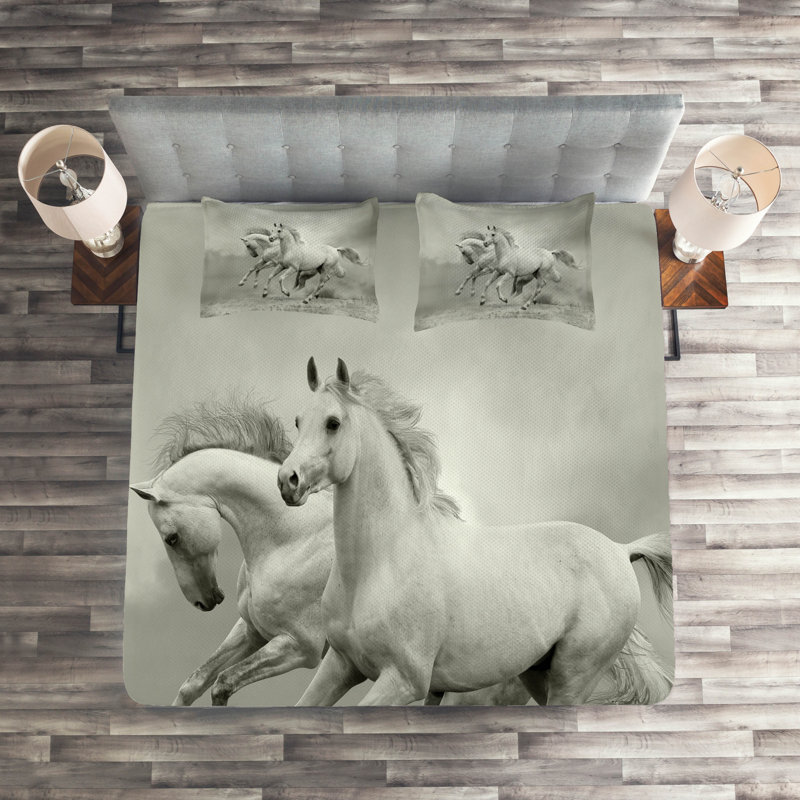 Hypnotic Farmhouse / Country Polyester Coverlet, King Bedspread + 2 Shams