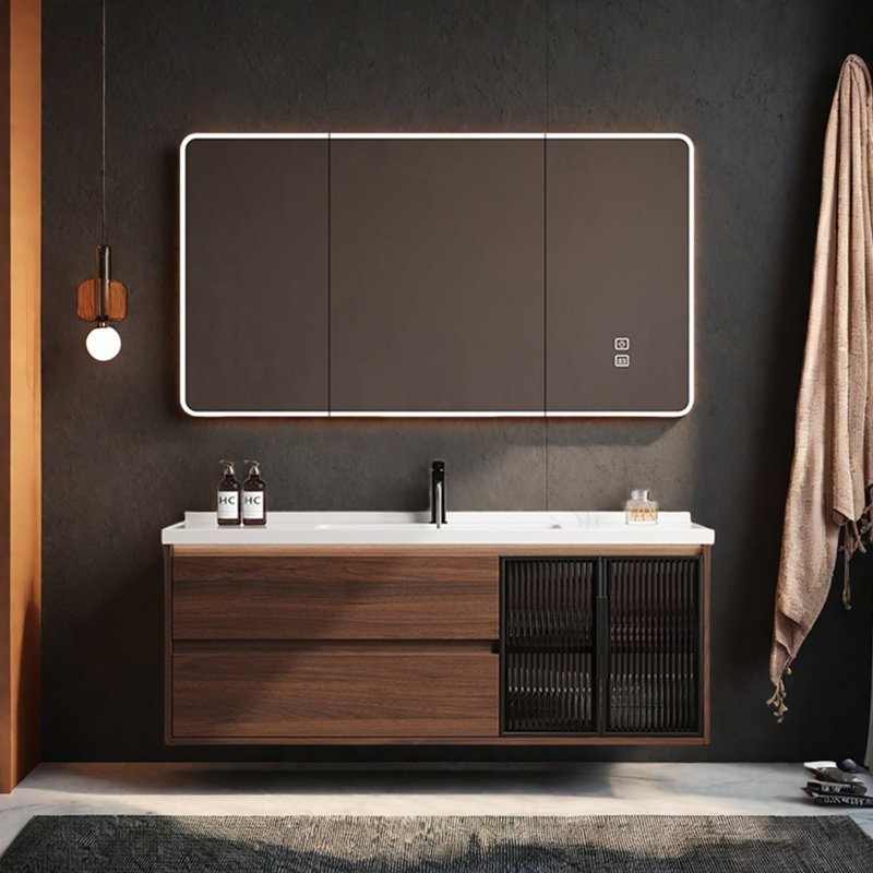Armoire de salle de bain simple de style rétro léger et luxueux