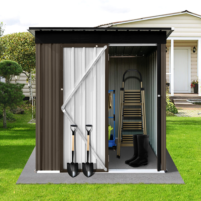 Abri de jardin en métal 5 pi 4 pi - porte imperméable et verrouillable, évent verrouillable et imperméable