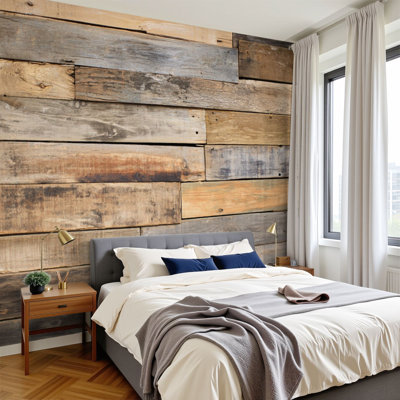 Papier peint adhésif palette en bois à peler et coller H 100 po x l 144 po, papier peint amovible en PVC, peinture murale auto-adhésive, décoration pour chambre d'enfant, salon, chambre de bébé, bureau