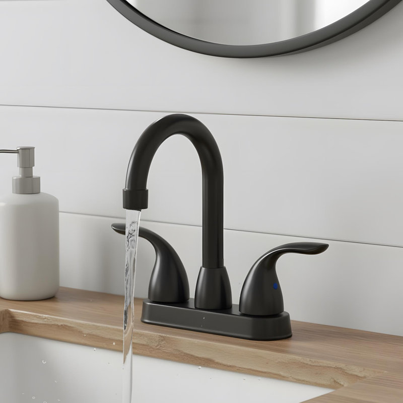 12" Bathroom Sink Faucet with 2-handle, Matt Black