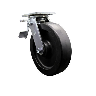 8 Inch Polyolefin Swivel Caster with Roller Bearing and Total Lock Brake SCC