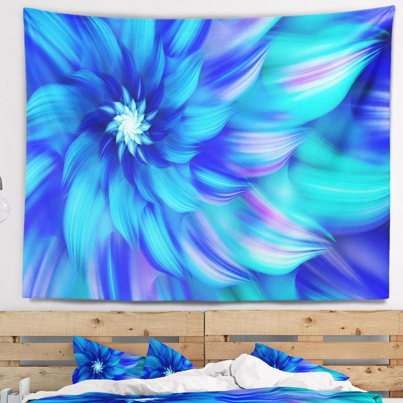 Tapisserie florale florale bleue, H 78 po x l 92 po