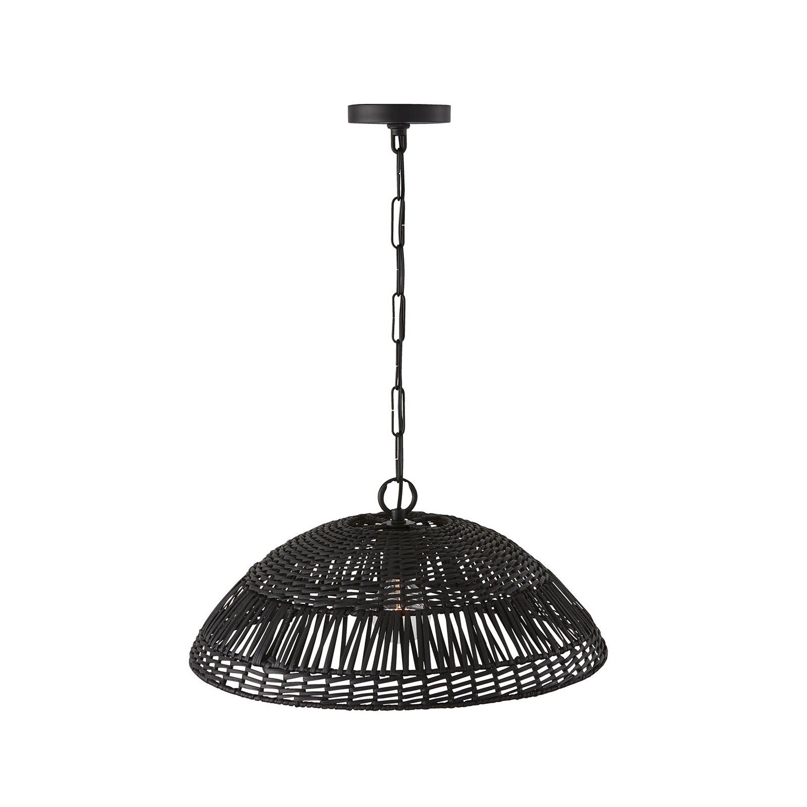 Elfie Single Light Rattan Dimmable Pendant, Black