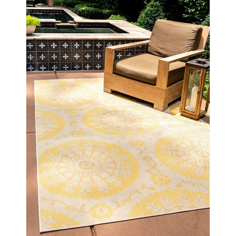 Tapis de véranda d'extérieur couleur soleil, Rond 6 pi