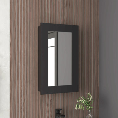 Armoire à pharmacie à miroir étroit H 25,7 "x l 15,7", une porte avec trois tablettes intérieures pour la salle de bain et la cuisine