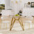 35.4-Inch Square Tempered Glass Dining Table, Suitable For 2-4 People, Space-Saving Small Kitchen Dining Table, Equipped With Sturdy Metal Table Legs,Suitable For Dining Room, Living Room,Gold