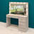 Boahaus Diana Vanity Desk with Framed Bulb Mirror – 7 Drawer Makeup Vanity Designed as a Complete Dressing Station with Integrated Power-668130771