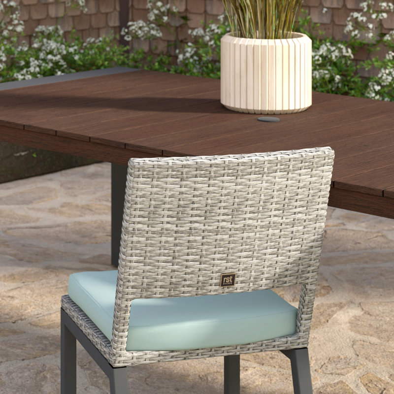 8 Piece Sunbrella Outdoor Patio Dining Chairs - Navy, Gray, Blue