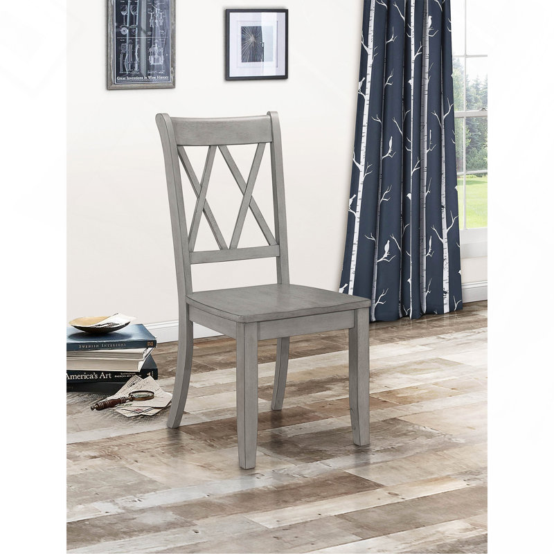 Ensemble de 2 chaises d'appoint de style décontracté à finition grise à dossier en X, Gris