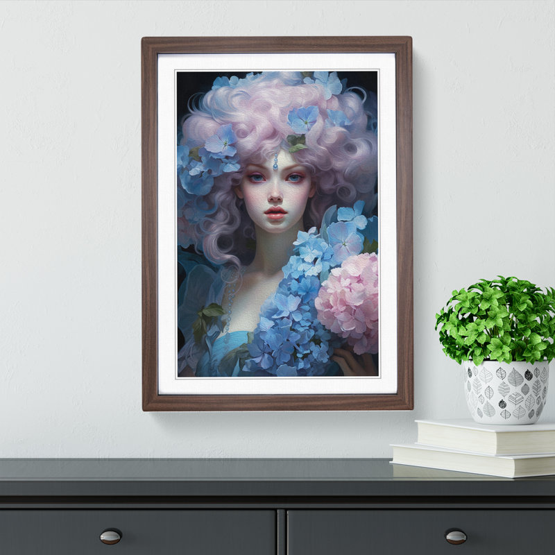 Hydrangea Rococo - Framed Print, 46cm H x 34cm W x 2cm D, Walnut Framed