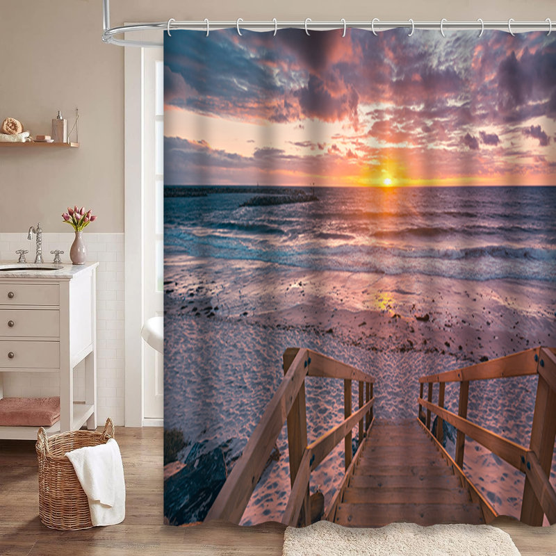 Rideau de douche bateau South Australie Beach Sunset West avec 12 crochets, L 72 po x l 78 po