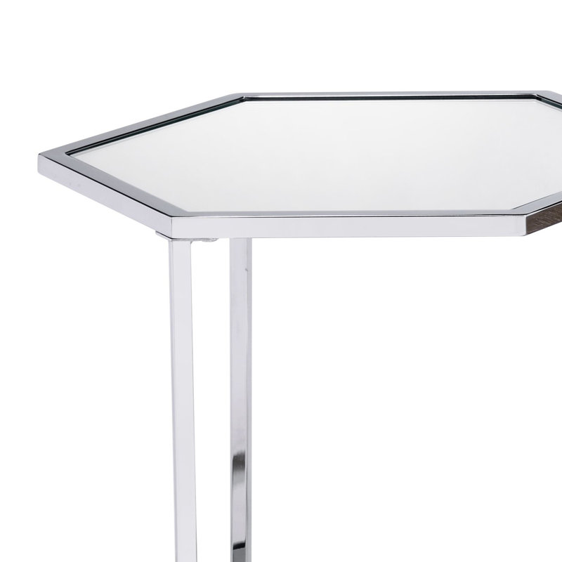 Nesting Table Set, Clear Glass, Taupe, Grey Washed & Chrome Finish