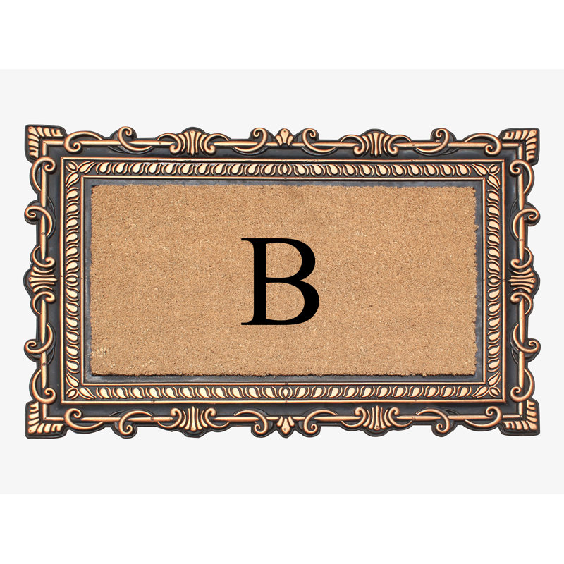 Paillasson à motif de monogramme de 24 po x 36 po Carson, Bronze, B