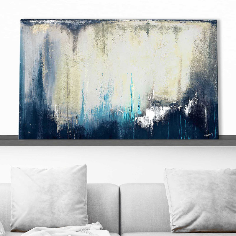 Marine Blue Illusion II par - Peinture, H 18 po x l 30 po x P 1 po, Toile tendue