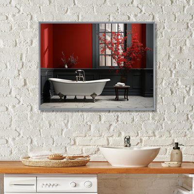 Rouge moderne, charme de salle de bain V - Art mural