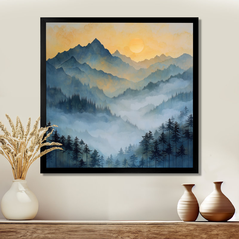 Gercas Misty Mountain Sunrise I - montagnes, art mural, Reproduction encadrée d'une seule photo, Noir, noir, noir, noir