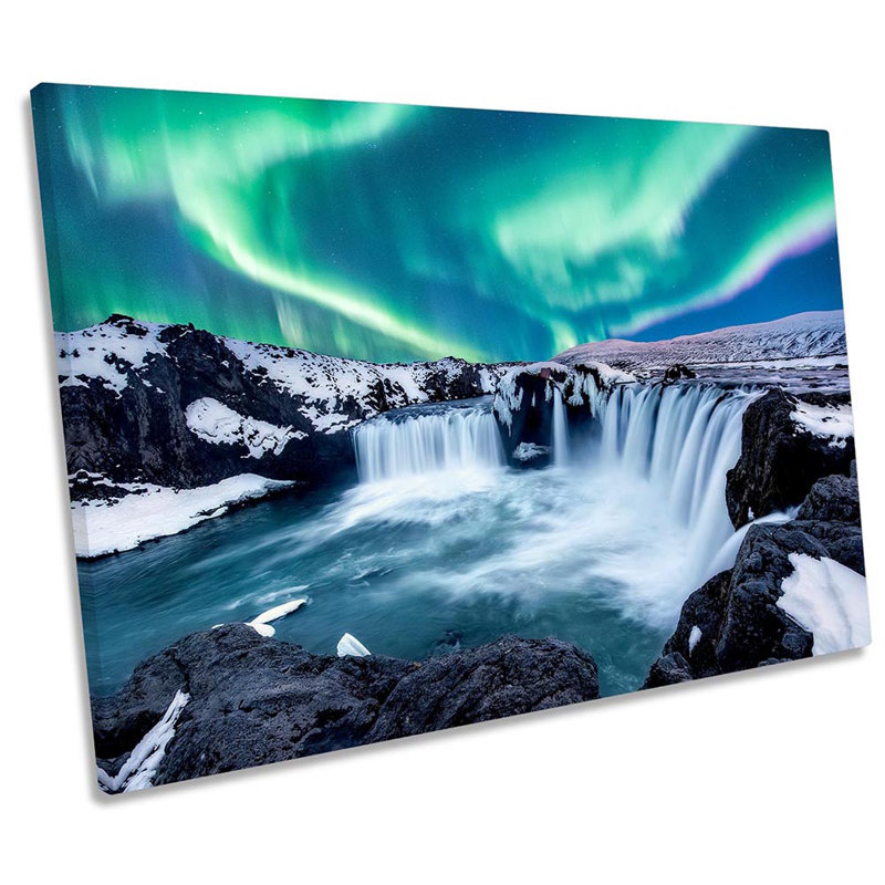 The Godafoss Northern Lights - Wrapped Canvas Art Prints, 40.6cm H x 61cm W x 2cm D