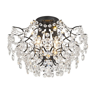 Kaizen 3-light 15.8" Antique Black Crystal Flush Mount