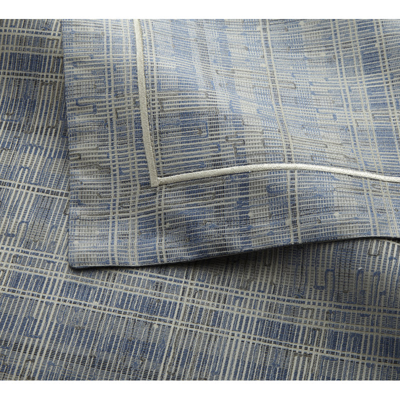 Biagio Standard Cotton Reversible Modern & Contemporary Duvet Cover, Queen Duvet Cover, Blue