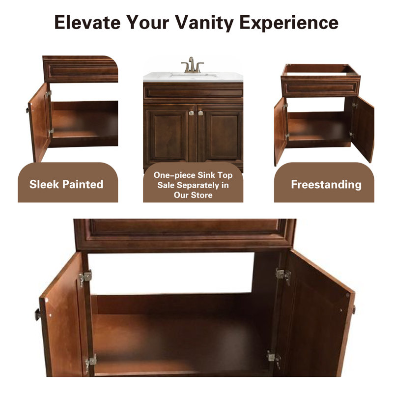 36'' Single Bathroom Vanity Sink Base Cabinet in Maple Walnut