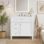 Meuble-lavabo de 91 cm (36 po) avec lavabo en céramique, meuble autoportant avec 2 tiroirs et un tiroir basculant, structure en bois massif et MDF, style rétro, bleu-414757070