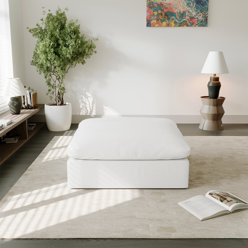Upholstered Cloud Sofa, 4 Seater Cloud Couch Modular Sectional Sofa with Ottoman and Removable Cover Deep Seat Couch for Living Room Bedroom