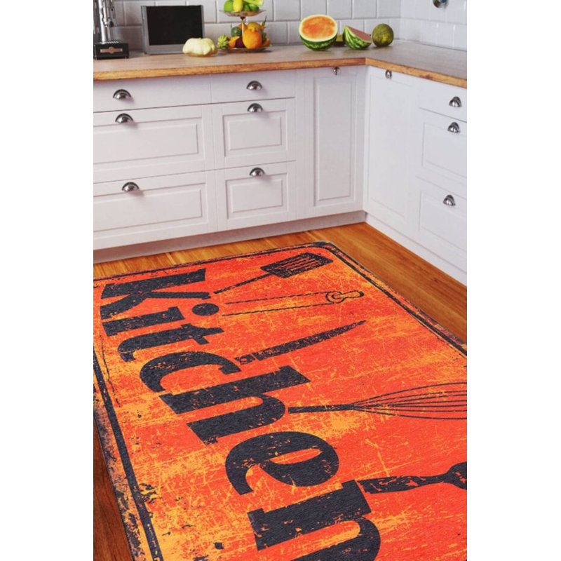 Tapis orange tissé orange, Rectangle 3 pi 10 po x 5 pi 3 po