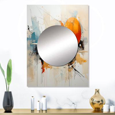 Teal Orange Bold Energy III - miroir de barrage, miroir mural moderne unique, impression d'art en métal