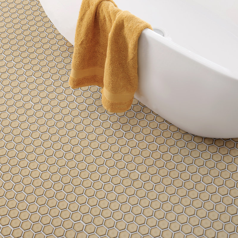 Hudson Due 2" x 2" Hex Porcelain Mosaic Wall & Floor Tile, Caffe