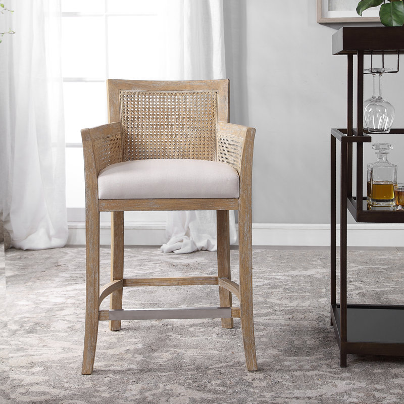 Farlane Counter Bar Stool, Off-White/Natural