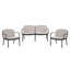 Ensemble de conversation d'extérieur 3 pièces PP, cadre noir avec coussin beige (2 fauteuils club et 1 causeuse)-822531665-822531664