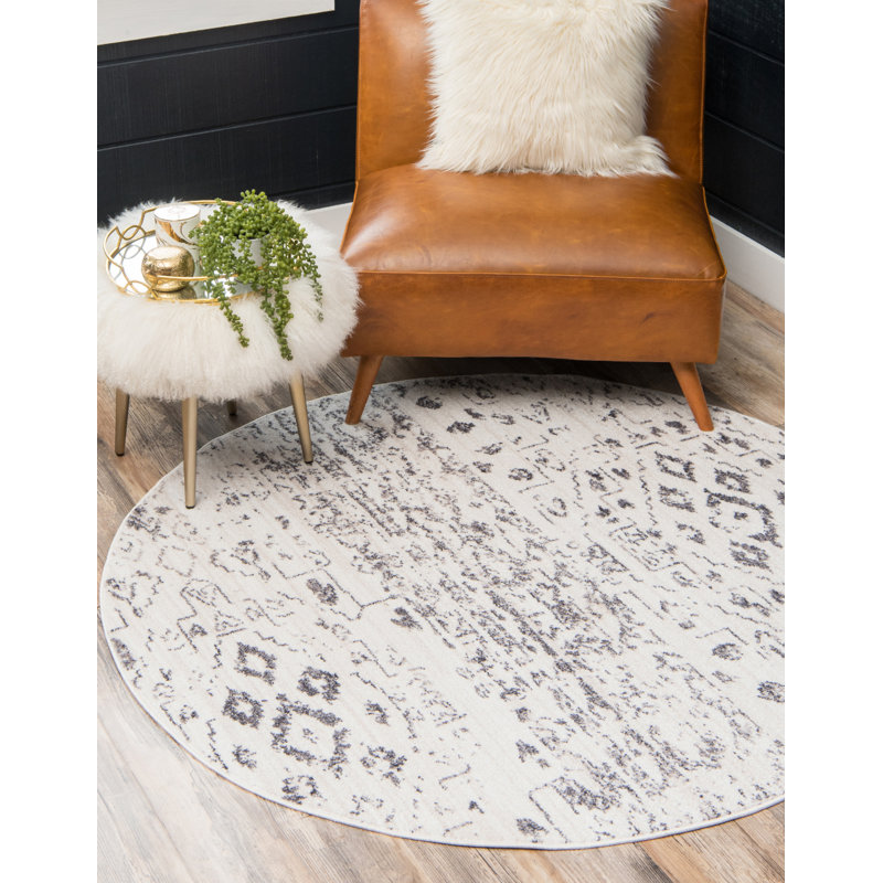 Leanora Geometric Indoor Rug, Round 5'