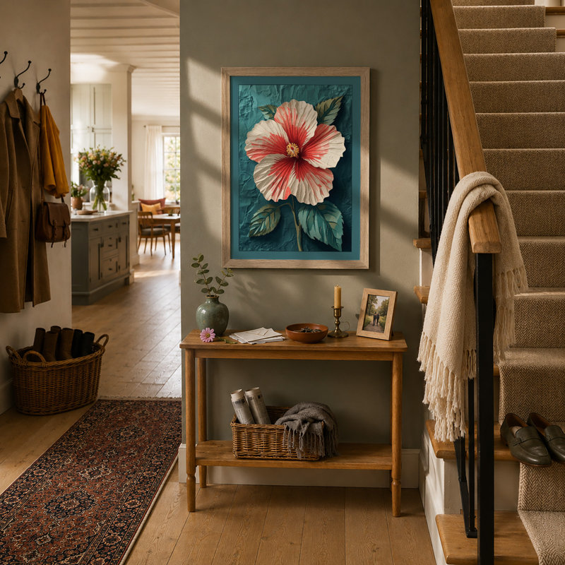 Hibiscus Study Botanical - Framed Print, Oak, A3 - 42.0 x 29.7 cm