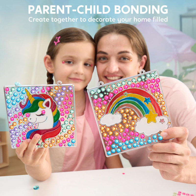 Ensemble de 4 pièces d'art et d'artisanat Suncatcher, peinture de fenêtre pour enfants, cadeau d'anniversaire de Noël pour les filles de 6 à 12 ans