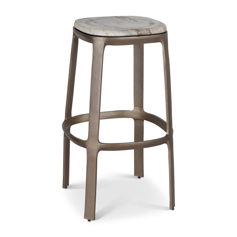 Marbelle - Alfie Marble Counter Stool - Toronto Sand/Antique Nickel Finish