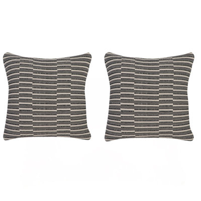 Set Of 2 Throw Pillow Weaved Striped Two Color  Cushion Covers